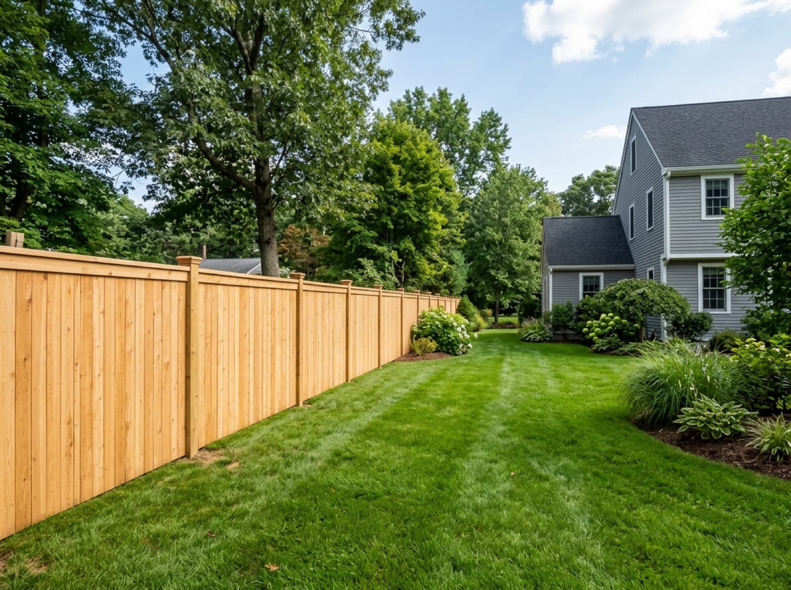 Solid wood privacy fencing for backyard screening — JT Fence installation in Massachusetts
